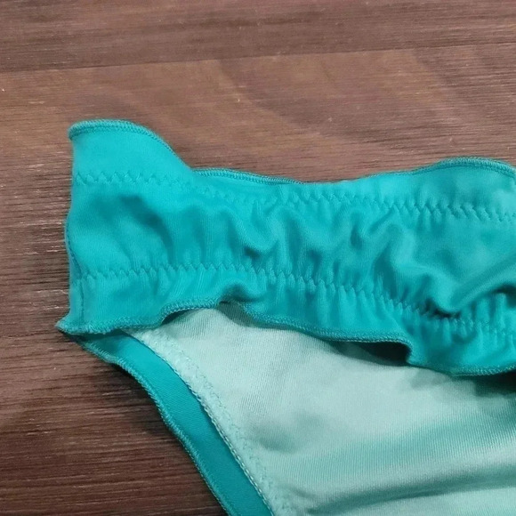 Victoria’s Secret Bikini Bottom Swim Bathing Ruffle Teal Green Blue S - Picture 2 of 6